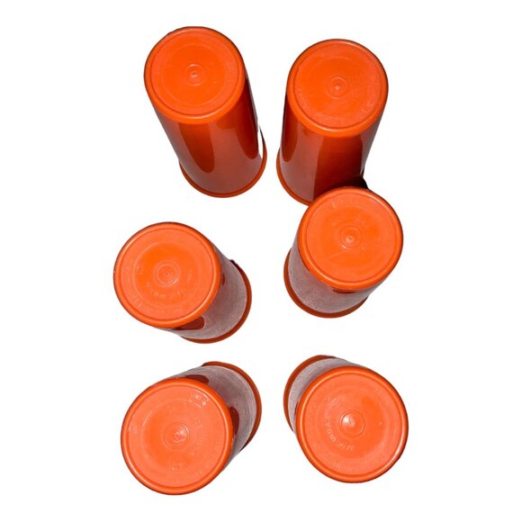 Tupperware Vintage Orange Plastic Tumblers Set Of 6 - Picture 2 of 3